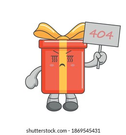 Sad and confused gift with 404 board.page not found message.