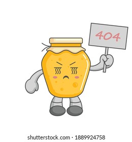 Sad and confused Honey with 404 board. page not found message.