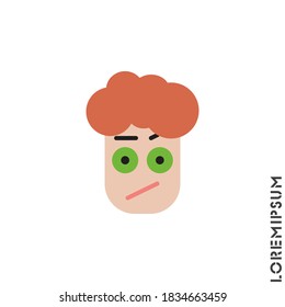 Sad and Confused with raised eyebrow Emoticon boy, man Icon Vector Illustration. color Style. Seductive Smile. Angry icon vector
