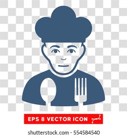 Sad Cook EPS vector pictograph. Illustration style is flat iconic blue symbol on chess transparent background.