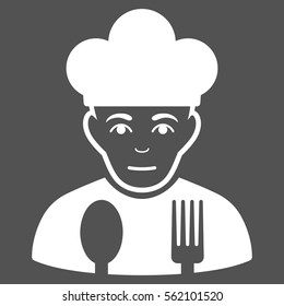 Sad Cook vector icon. Flat white symbol. Pictogram is isolated on a gray background. Designed for web and software interfaces.