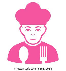 Sad Cook vector icon. Flat pink symbol. Pictogram is isolated on a white background. Designed for web and software interfaces.