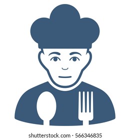 Sad Cook vector icon. Flat blue symbol. Pictogram is isolated on a white background. Designed for web and software interfaces.