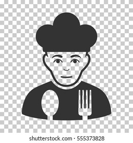 Sad Cook vector pictograph. Illustration style is flat iconic gray symbol on a chess transparent background.