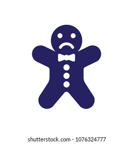 Sad cookie man, for Christmas holidays cookie vector icon
