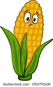 Sad corn, illustration, vector on a white background.