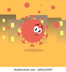 sad corona virus mascot template design