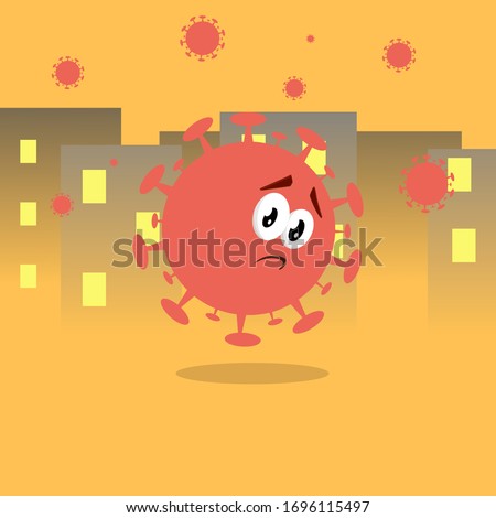 sad corona virus mascot template design