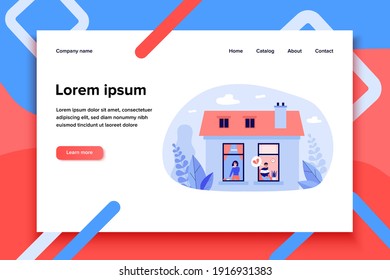 Trauriges Paar weint nach einer zerbrochenen Beziehung. Haus, Herz, Scheidung, flache Vektorgrafik. Love-and-streit-Konzept für Banner, Website-Design oder Landing-Website