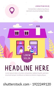 Sad couple crying about broken relationship. House, heart, divorce flat vector illustration. Love and quarrel concept for banner, website design or landing web page