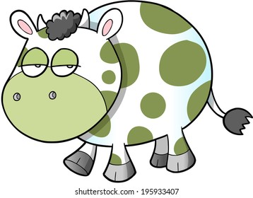 Sad Cow Vector Illustration Art