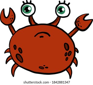 Sad crab, illustration, vector on white background