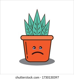 Triste grito de expresión del diseño de vectores de plantas de decoración