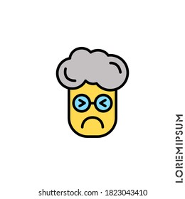 Sad Cry Stressful yellow Emoticon boy, man Icon Vector Illustration. Style. Angry icon vector, emotion symbol. Modern symbol for web and mobile apps web 