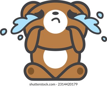 sad and crying bear character