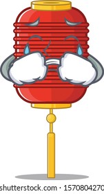 Sad Crying chinese lantern mascot cartoon style