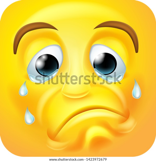 Sad Crying Depressed Emoji Emoticon Square Stock Vector (Royalty Free ...