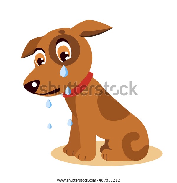 悲しい泣き犬の漫画のベクターイラスト 涙を流す犬 泣く犬の顔 の
