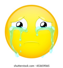 Sad crying emoji. Bad emotion. Weeping emoticon. Vector illustration smile icon.