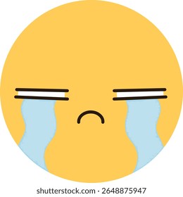 Sad crying emoji on transparent background