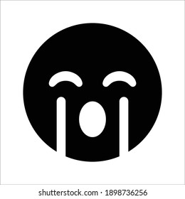  A sad crying emoticon smiley face character vector icon