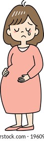 Sad crying expectant mother with brown hair