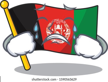 Sad Crying flag afghanistan Scroll cartoon character design