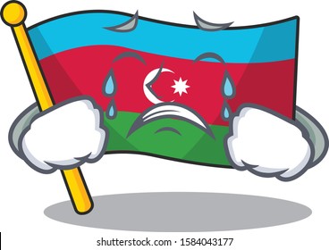 Sad Crying flag azerbaijan mascot cartoon style