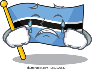 Sad crying flag botswana cartoon style vector illustration
