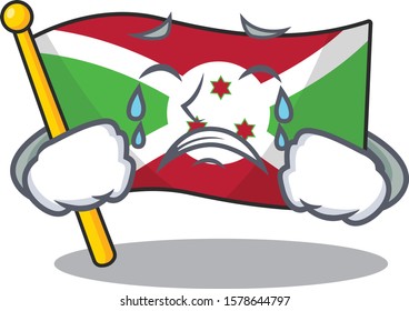 Sad Crying flag burundi mascot cartoon style