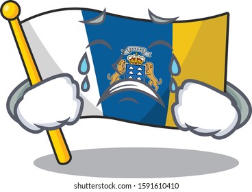 Sad Crying flag canary island Scroll cartoon character design