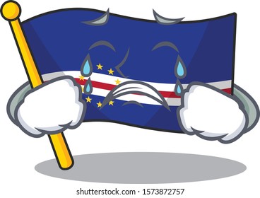Sad Crying flag cape verde mascot cartoon style