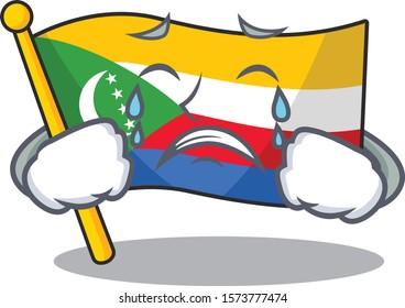 Sad Crying flag comoros mascot cartoon style
