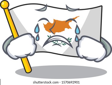 Sad Crying flag cyprus cartoon style vector illustration