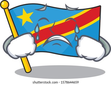 Sad Crying flag democratic republic mascot cartoon style