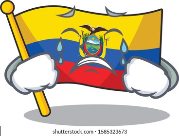 Sad Crying flag ecuador mascot cartoon style