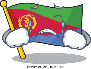 Sad Crying flag eritrea mascot cartoon style