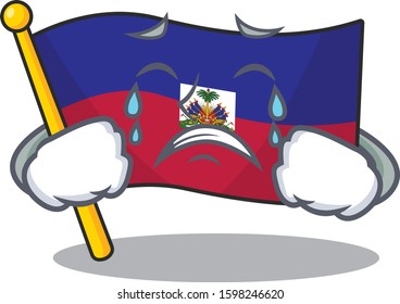 Sad Crying flag haiti Scroll cartoon character design