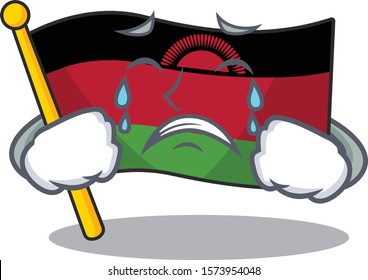 Sad Crying flag malawi mascot cartoon style