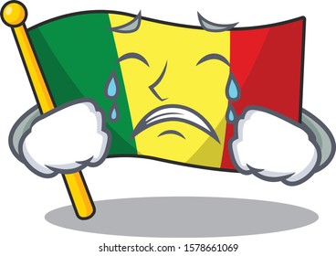 Sad Crying flag mali mascot cartoon style