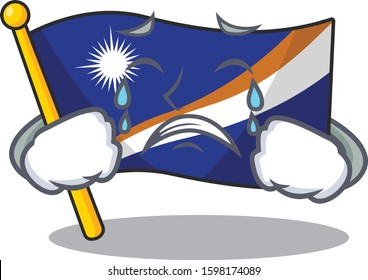 Sad Crying flag marshall island Scroll cartoon character design