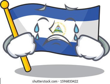 Sad Crying flag nicaragua Scroll cartoon character design