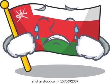 Sad Crying flag oman cartoon style vector illustration