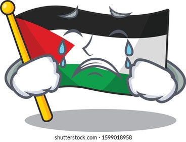 Sad Crying flag palestine Scroll cartoon character design