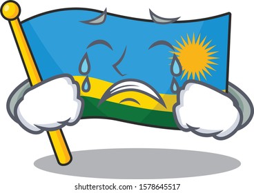Sad Crying flag rwanda mascot cartoon style