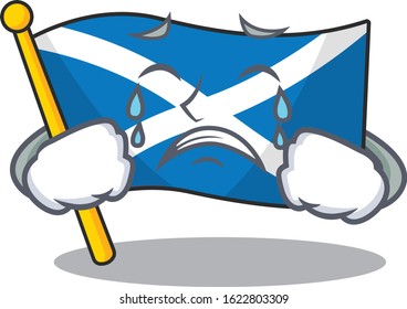 Sad Crying flag scotland Scroll cartoon character design
