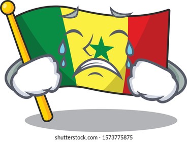 Sad Crying Flag Senegal mascot cartoon style
