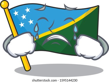 Sad Crying flag solomon island Scroll cartoon character design
