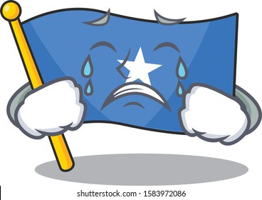 Sad Crying flag somalia mascot cartoon style