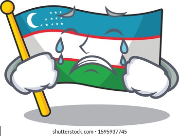Sad Crying flag uzbekistan Scroll cartoon character design